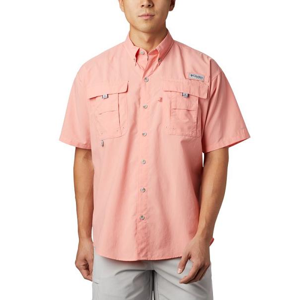 Columbia PFG Bahama II Fishing Shirts Pink For Men's NZ17269 New Zealand